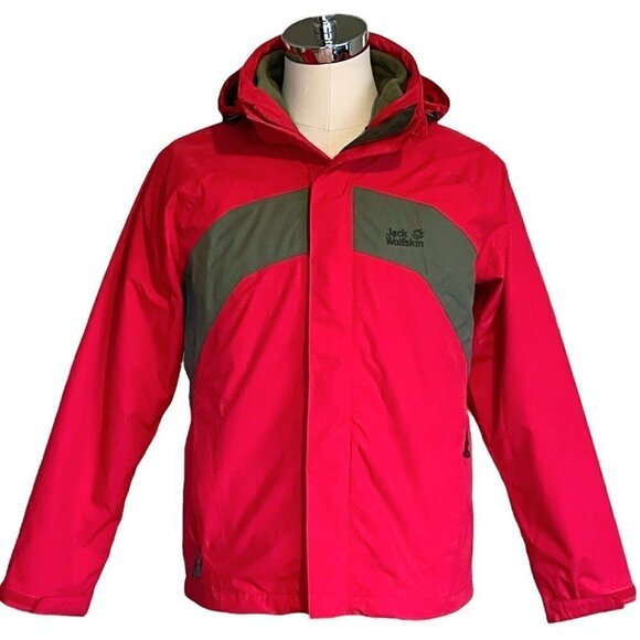 Jack Wolfskin 3 in 1 Texapore Jacket Mens S Red Gray Waterproof Windproof Coat - Picture 1 of 10